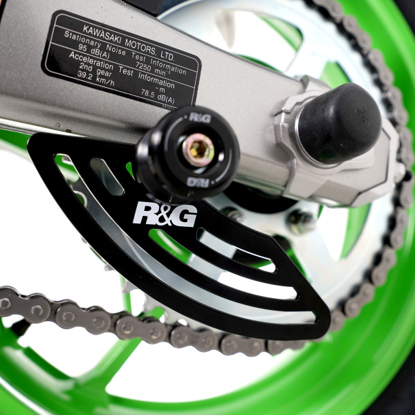 R&G Toe Chain Guards - Toe Guard Kawasaki Ninja 250/400 '18-, Z400/ Z250 '19-, ZX-25R '20- & ZX-4R(R) (SE) ’23-, Z500 (Ninja) '24- models